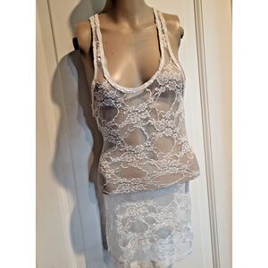 Papaya Lace Shirt Tank Dress Sz M Festival Burning Man Lingerie